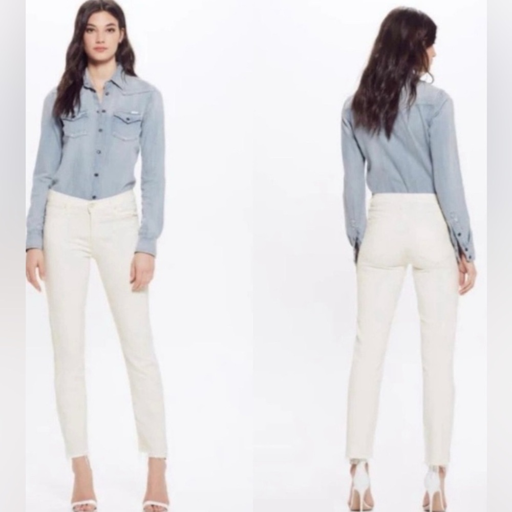 MOTHER The Rascal Ankle Snippet Whipping the Cream White Size 30